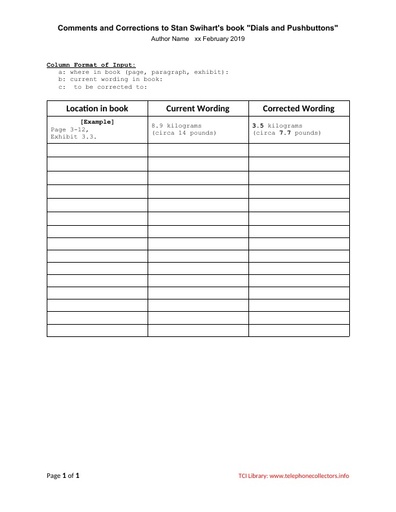 Dials and Pushbuttons - Comments Template