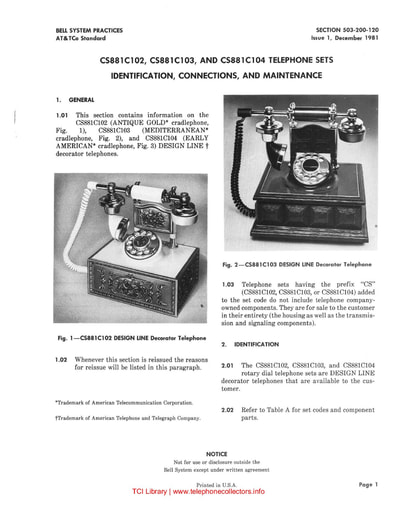 503-200-120 i1 Dec81 - Design Line, Cradle Phone