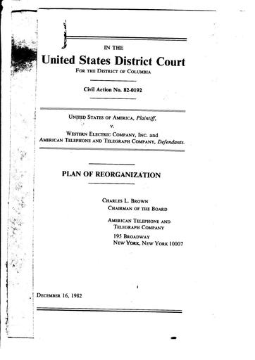82 - ATT Plan Of Reorganization Dec82