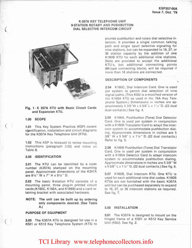 ITT KSP 357-00A i7 Oct79 - K-357A KTU 9-Sta Dial Selective Intercom