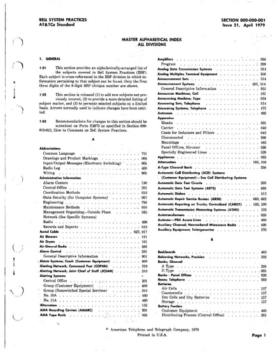 000-000-001 i21 Apr79 - Master Alphabetical Index - All Divisions