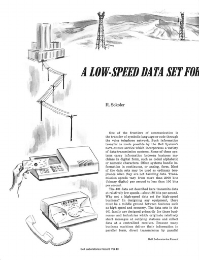 62Mar BLR P74 - A Low-speed Data Set for High-speed Business