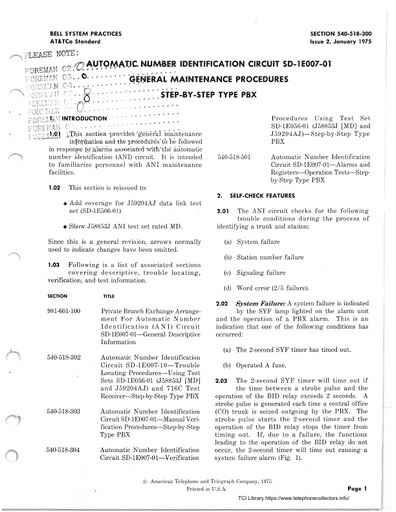 540-518-300 i2 Jan75 - ANI SD-1E007-01 General Maint Proc