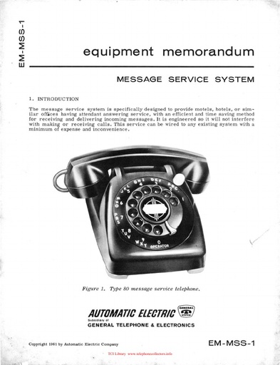 AE EM-MSS-1 i1 1961 - Message Service System - Message Waiting