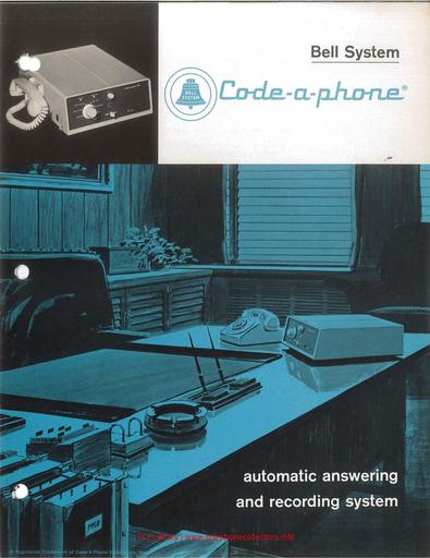 Code-a-Phone Automatic Answering and Recording System August 1963 Marketing Brochure