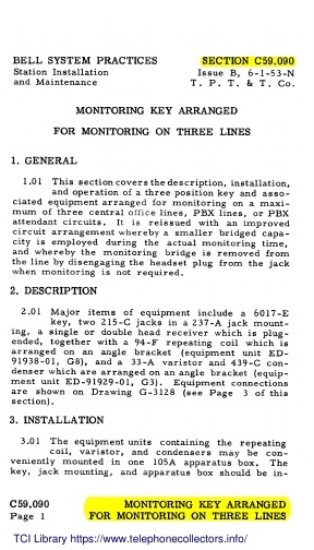 C59,090 iB Jun53 - Monitoring Key for Three Lines