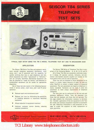 Seiscor T84 Test Set - Sales Brochure