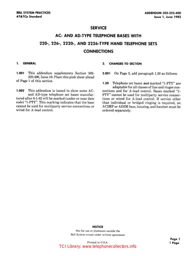 502-322-400 i10 Jul81 - AC and AD Bases for Trimline