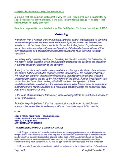 32apr BSTJ - "Cohering" - Capacitors in Handsets