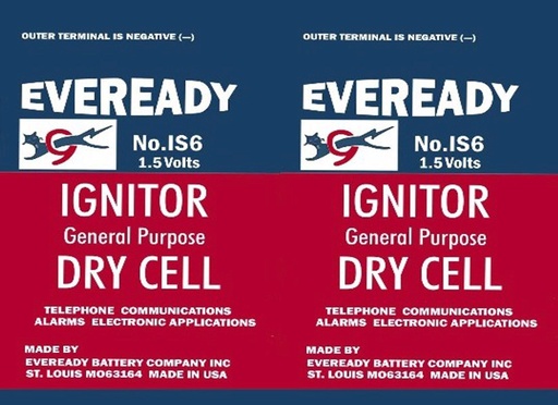 Battery Label 9 - Eveready IS6