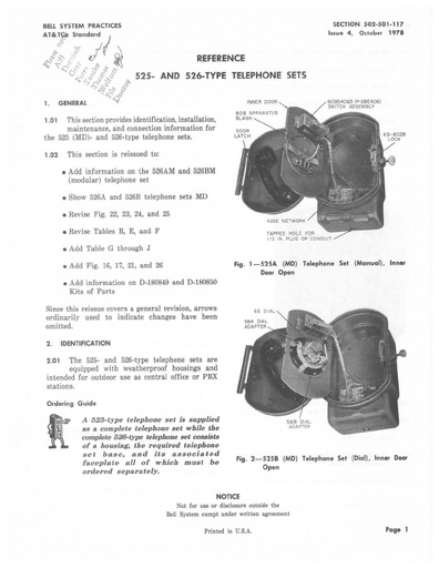 502-501-117 i4 Oct78 - 525- and 526-type sets - Reference Tl