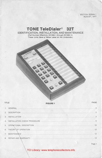 ATC Tone Teledialer 32T - Manual - Aug77