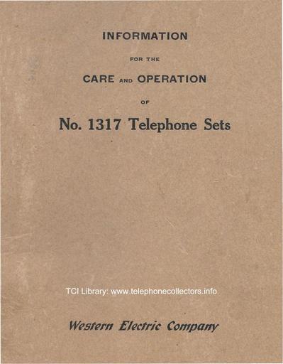 WE Bulletin 301 P-244313 - 1317 tel sets Info, care and operation