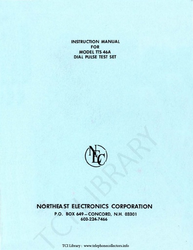 TTS-46A Dial Pulse Test Set
