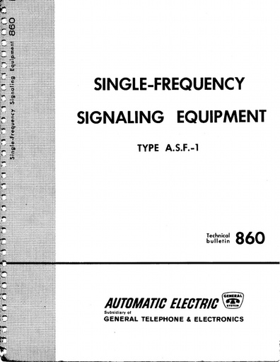 AE Bulletin 860 - Single Frequency Signaling