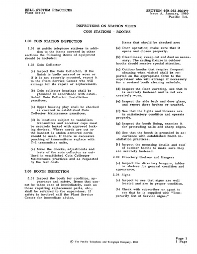 469-052-930 PT iA Jan60 - Inspections On Station Visits - Coin Stations & Booths