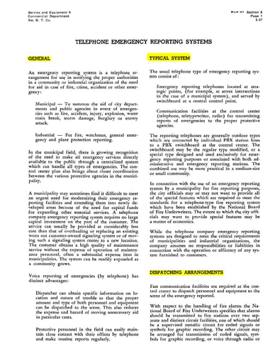 SWBT Service And Equipment Manual [08] - Part VI: Dial PBX Systems Section 8 Emergency Reporting