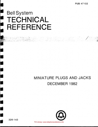 BSTR PUB 47102 Dec82 - Miniature Plugs and Jacks