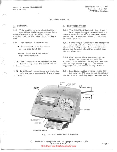 512-115-100 i2 May64 - KS-16844 RAPIDIAL Automatic Dialer