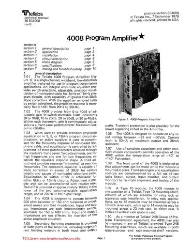 Tellabs 4008 Program Amplifier
