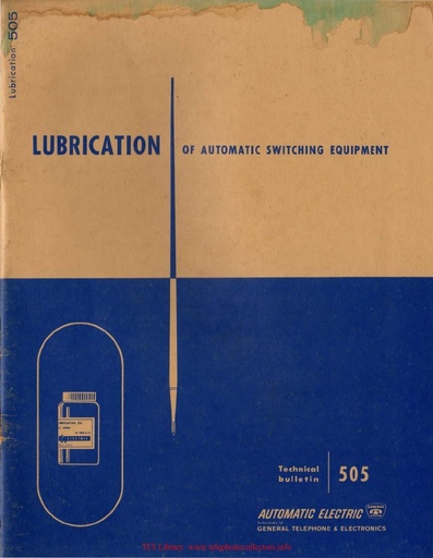 AE TB 505 i9 1961 - Lubrication of Automatic Switching Equipment
