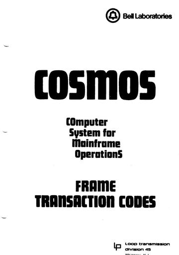 1980 - PA-6P014 I3 - COSMOS Frame Transaction Codes
