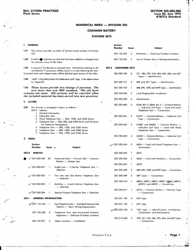 502-000-000 i82 Jul70 - Index
