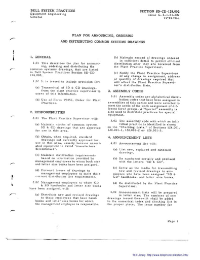 SD_CD 128.002 iC Jun61 CN PTT - Plan for Distributing Common Systems Drawings