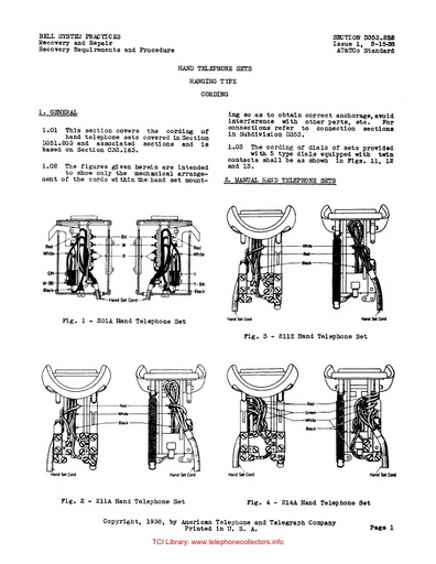 D353.252 i1 May38 - Hand Telephone Sets - Hanging-type - Cording