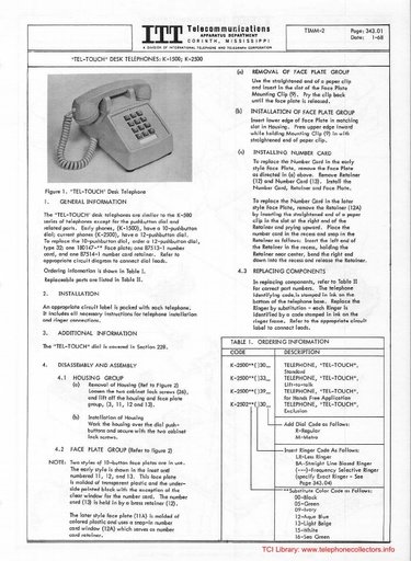 ITT TIMM-2 Jan68 - Extract K-1500 K-2500-type Desk Tel