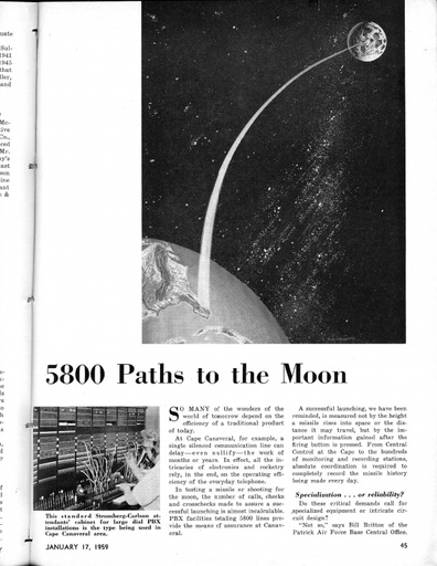 Stromberg Carlson 1959 Press Clipping - XY PBX at Cape Canaveral