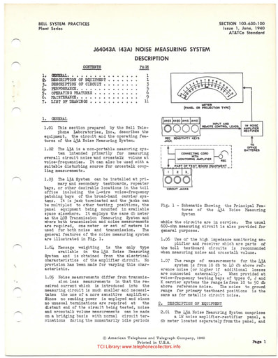 103-630-100 i1 Jun40 - J64043A 43A Noise Measuring System