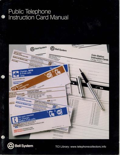 80 - Bell System Public Telephone Instruction Card Manual - 1980