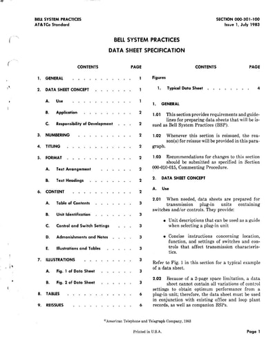 000-301-100 i1 Jul83 - BSP - Data Sheet Specs