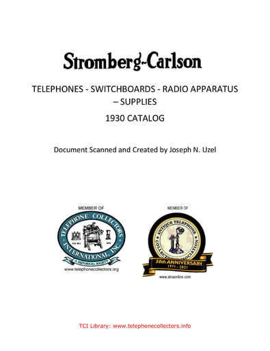 SC Catalog 1930 - Telephones Switchboards Radios