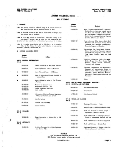 000-000-005 i3 Jul80 - Master Numerical Index - All Divisions
