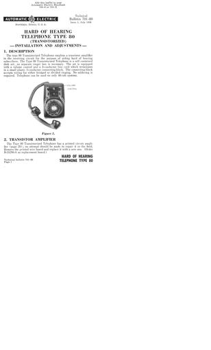 TB 701-80 I1 - AE 80 Hard of Hearing Set - Tl