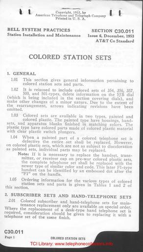 C30.011 i6 Dec53 Colored Station Sets