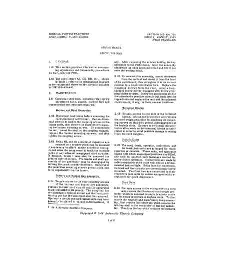 GSP 503-400-700 i1 Aug63 - Leich L55 PBX - Adjustments
