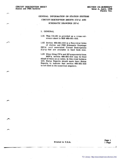 460-001-010 i8 Nov68 - Index of Station and PBX SDs and CDs available in Handbook Size