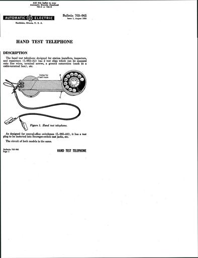 TB 703-965 I1 - AE L-965 Hand Test Set - Tl