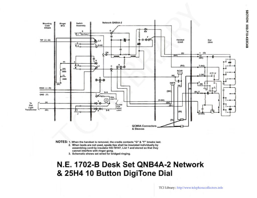 NE 1702 B 10 Button DigiTone Princess Wiring w QNB4A 2 Network tci JL