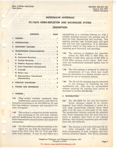 402-421-100 i2 Jul67 - KS-15676 Antenna Description
