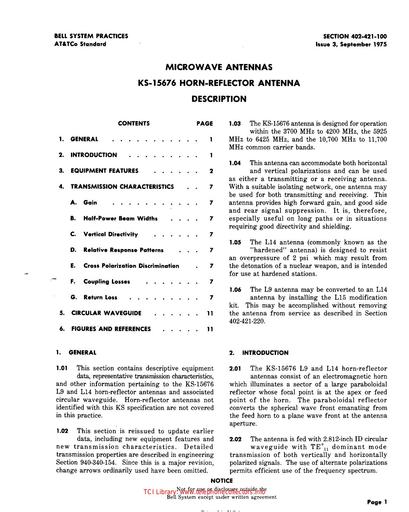 402-421-100 i3 Sep75 - KS-15676 Antenna Description