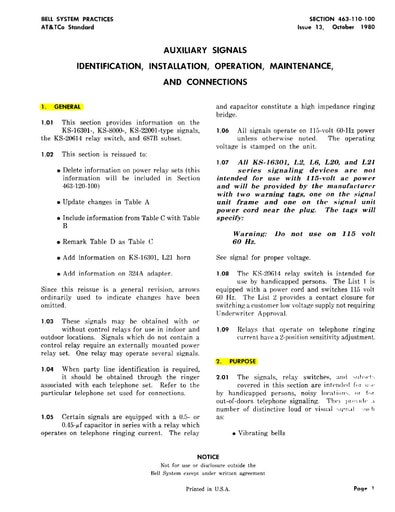 463-110-100 i13 Oct80 - Auxiliary Signals (Bells & Chimes)