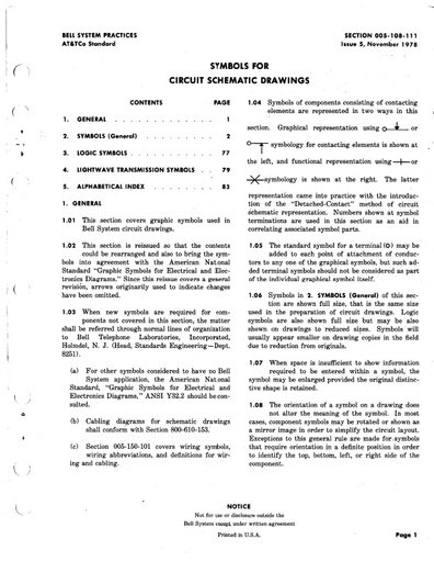 005-108-111 i5 Nov78 - Symbols for Circuit Schematic Drawings