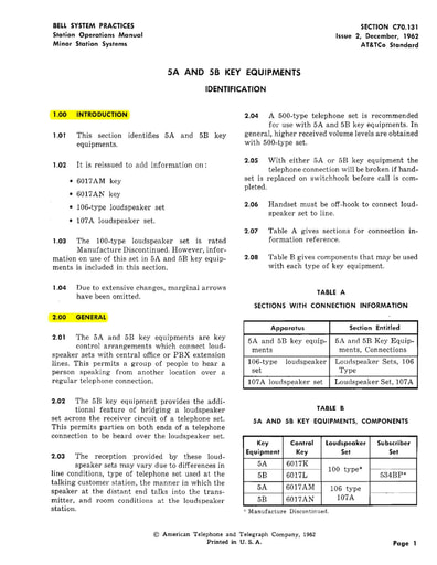 C70.131 I2 Dec62 - 5A And 5B Key Equipments Identification Ocr R