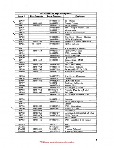 WE Single Slot - 29A - Locks and Keys Assignment List - 2014