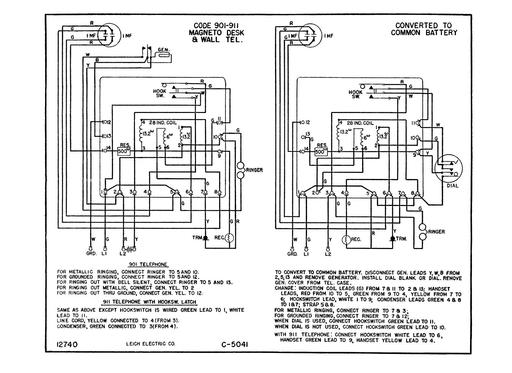 Magneto Telephones, Leich 901, 911 (Convertible) Tl - wiring