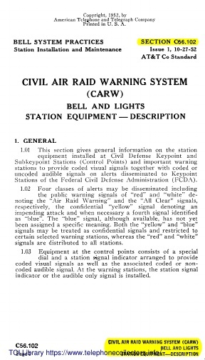 C56.102 i1 Oct52 - CARW Civil Air Raid Warning System - Desc